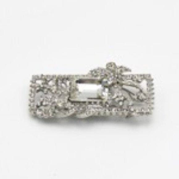 Jewelry - Silver w/Clear Crystal Pave Square Pin Brooch